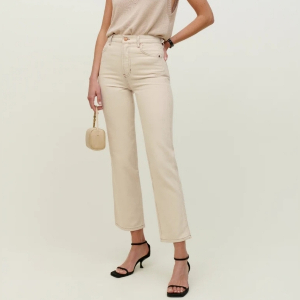 Reformation Cowboy High Rise Straight Jeans In Almond - Picture 2 of 10